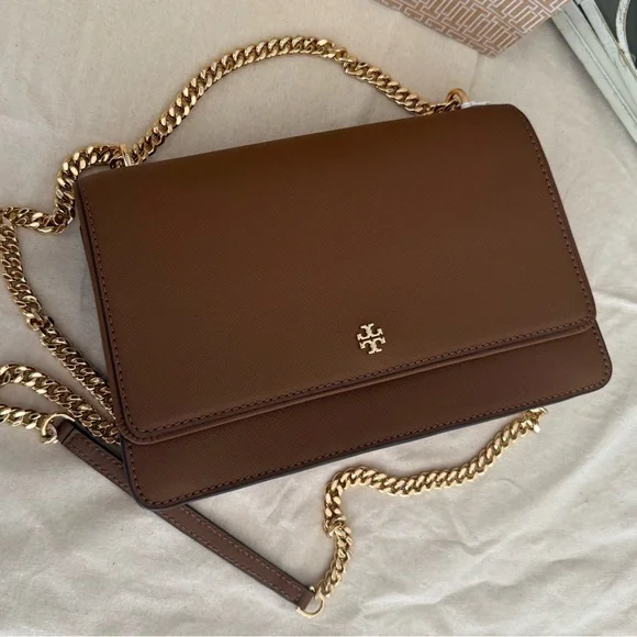 New Tory Burch Emerson Flap Adjustable Shoulder Bag moose - Picture 5 of 13